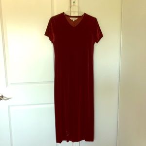 Wine color velveteen dress